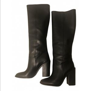 All Saints Leather Knee High Onyx Boots